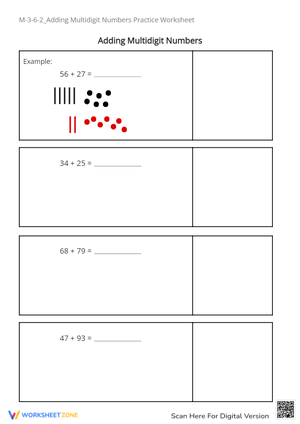 Multidigit Addition Practice: Tally Marks Math Worksheet (Grades 2-3)