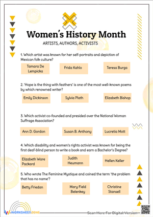 Women's History Month/ ARTISTS, AUTHORS, ACTIVISTS  