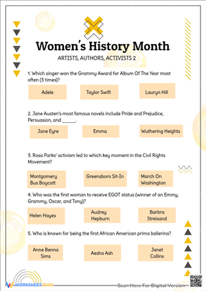Women's History Month/ ARTISTS, AUTHORS, ACTIVISTS 2