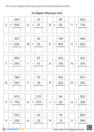 Alligator Math: Addition & Subtraction Practice (Grades 2-4)