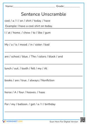 Sentence Unscramble oo