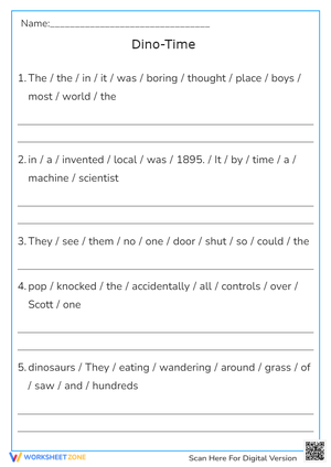 Dino-Time Sentence Unscramble