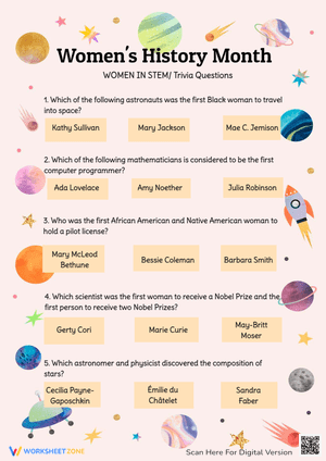 Women's History Month/ Women in Stem Trivia Questions