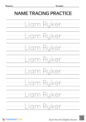 Name Tracing: Liam Ryker