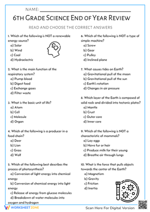 6th Grade Science End of Year Review | Essential Printable