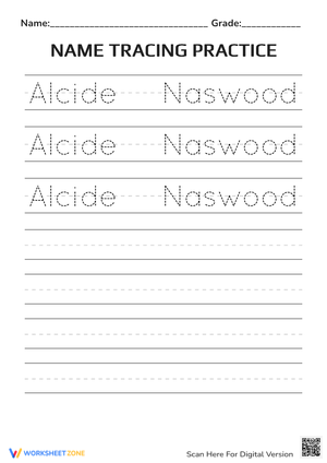 Printable Name Tracing Practice | Grade K-1 Handwriting