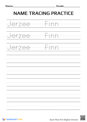 Name Tracing Worksheet | Grade K-1 Essential Practice