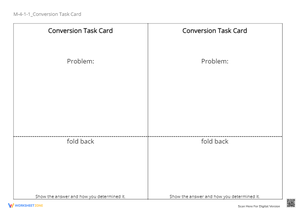 Conversion Task Card - Math Problems & Solutions (Grades 4-6)