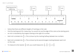 Inch Ruler Reading Practice - Measurement Worksheet