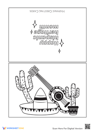 Potted Cacti, Spanish Guitar and a Sombrero/ Hispanic Greeting Cards