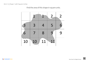 Area of Irregular Shapes: Counting Squares Worksheet (Grades 3-5)
