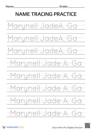 Name Tracing Worksheet | Grade 1 Essential Practice