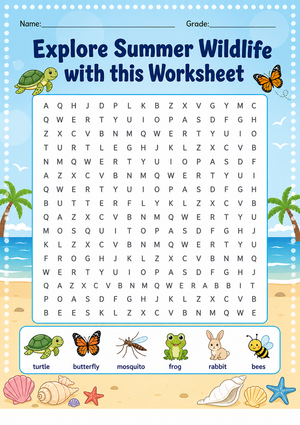 Grade 2 Summer Wildlife — Printable No-Prep Worksheet