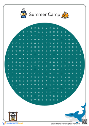 Summer Camp Word Search Puzzle