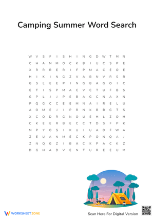 Printable & Online Camping Word Search Collection