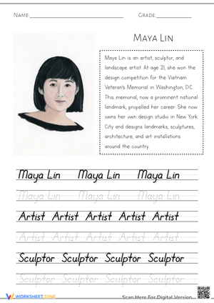 Maya Lin Tracing Worksheet