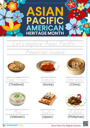 AAPI Cuisine Tracing Worksheet