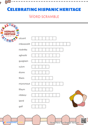 Celebrating hispanic heritage Word scramble