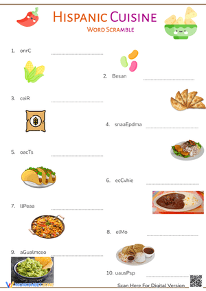 Explore Hispanic Cuisine with Word Scramble!