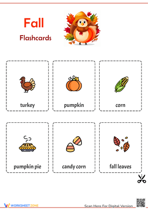 Fall Flashcards School Supplies