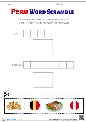 Peru Word Scramble 