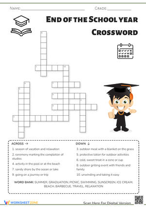 End of the School year Crossword