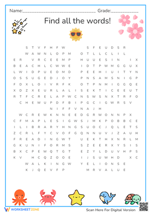 Grade 3 Word Search — Printable Vocabulary Worksheet