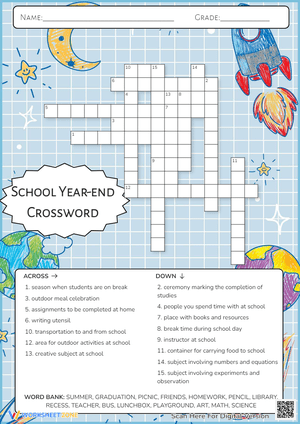 School Year-end Crossword