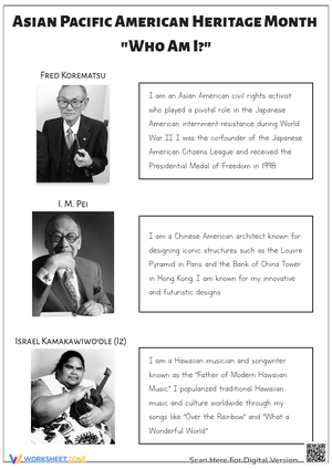 Asian Pacific American Heritage Month  "Who Am I?"