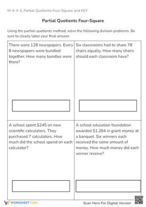 M-4-4-3_Partial Quotients Four-Square and KEY