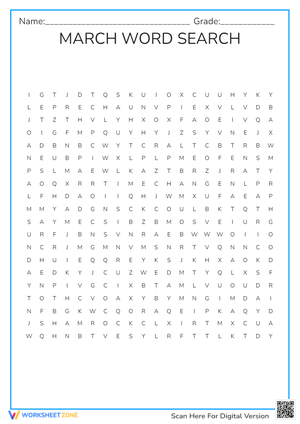 March Word Search Puzzle