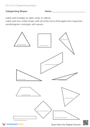 Geometry Shape Sort: Identify Triangles & Quadrilaterals!