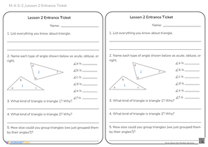 Triangles Worksheet: Identify & Classify Angles - Grades 4-5