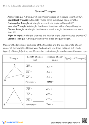 Triangle Classification Worksheet - Geometry Practice 4th-6th Grade
