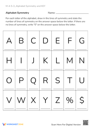 Alphabet Symmetry Worksheet - Draw Lines & Learn Shapes!