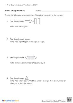 Shape Pattern Creation Worksheet - Grades 2-4 Learning Fun