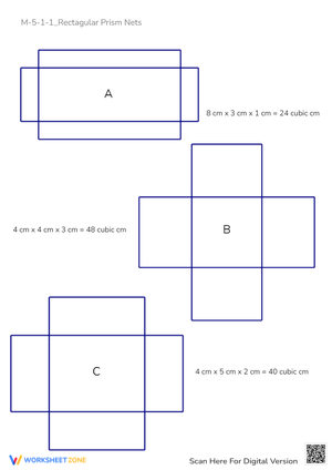 Rectangular Prism Nets & Volume - Geometry Worksheet