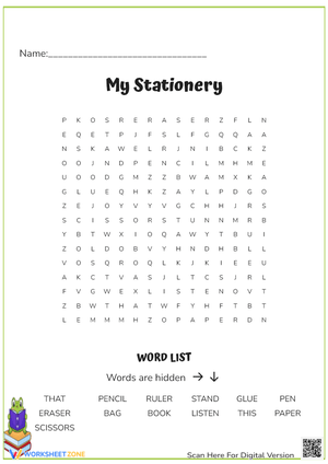 Stationery Word Search | Essential Grade K ELA