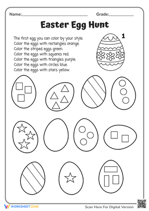 Easter Eggs Coloring Page for Preschool Kids
