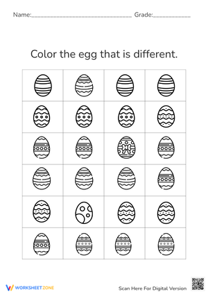 Find the Different Easter Egg Worksheet