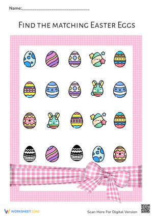 Easter Eggs Matching Activity Worksheet