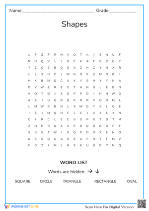 Shapes word search puzzle