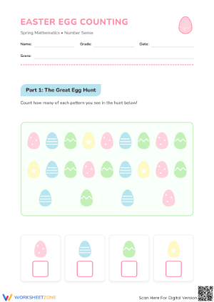 Easter Egg Counting Worksheet | Grade K-1 Printable