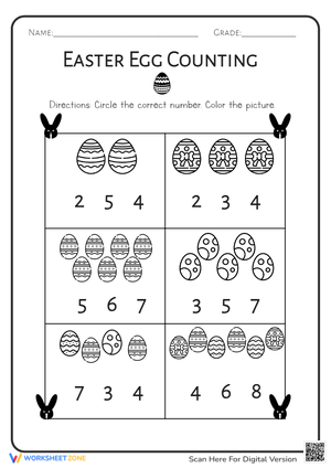 Counting Eggs At Easter Worksheet
