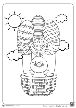 Easter Bunny Hot Air Balloon Coloring Page - Printable Fun!