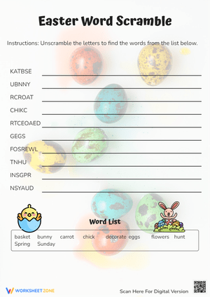 Easter Word Scramble Puzzle - Unscramble Spring Words!
