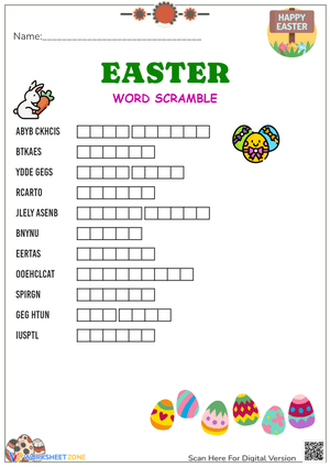 Easter Word Scramble - Unscramble 11 Spring Holiday Words!