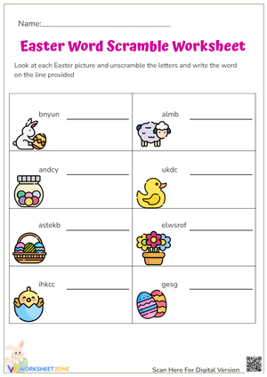Easter Word Scramble Fun! Unscramble Words & Learn! Grades 1-3