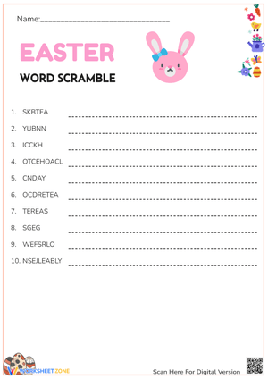 Easter Word Scramble - Fun Holiday Vocabulary Puzzle for Kids!