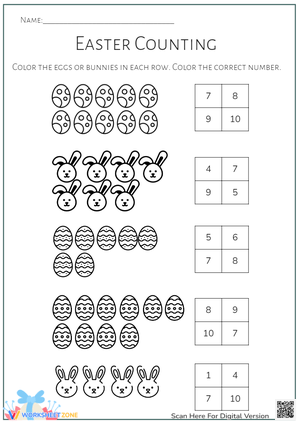 Easter Counting Worksheet for Kids